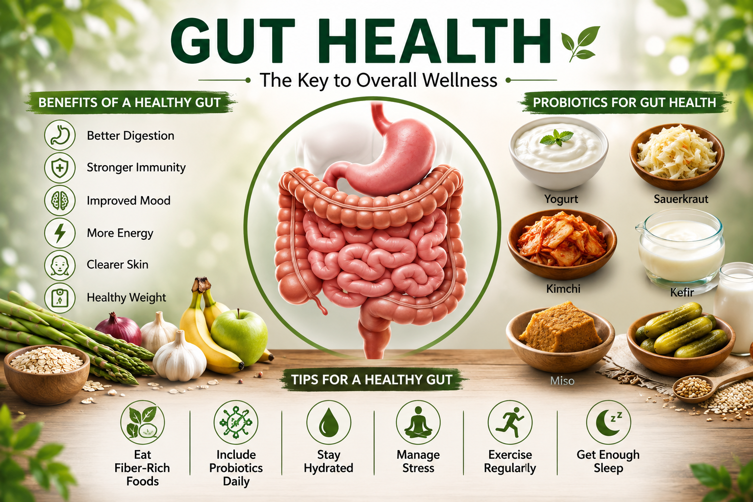 Gut Health Guide Infographic | Benefits of Gut Health, Probiotics for Gut Health and Healthy Digestion