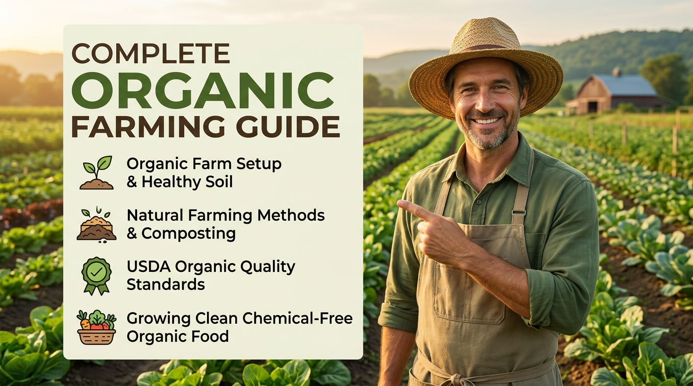 Organic farming methods on an organic farm using natural farming to produce organic food with USDA organic standards.
