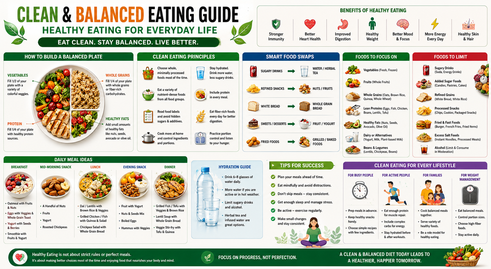 Clean and balanced eating guide with healthy eating, balanced diet, and clean eating food tips